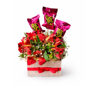 Cesta Floral com Chocolates Sonho de Valsa