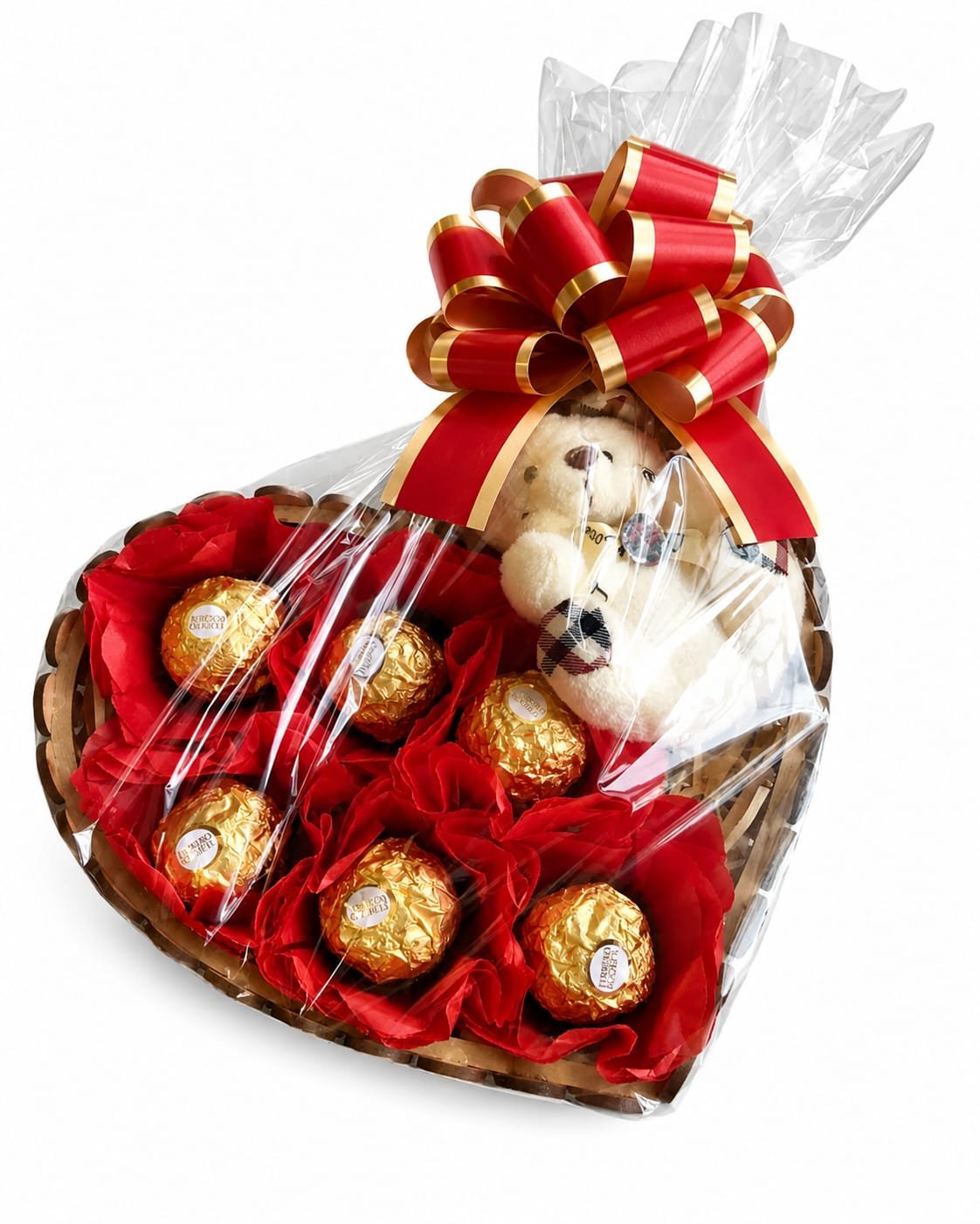 Coração Ferrero Love com Ursinho e Chocolates